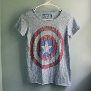 Marvel Captain America superhero T-shirt, size XS. Light blue